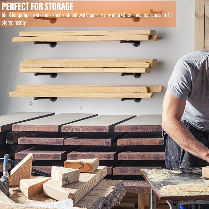 12 Inch Pipe Shelf Brackets, 8 Pack Floating Shelf Bracket Support | Industria - Image 4