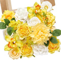 Alecono Yellow Artificial Flowers, Silk Fake Roses Floral Set | by AleconoBetterYourLife