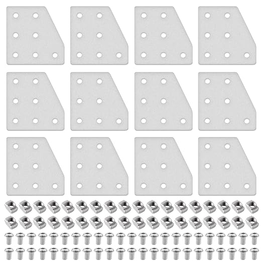 12pcs 2040 Joint Plate Connector Corner L Bracket 7-Hole Silver | 2040 V Slot by SeekLiny