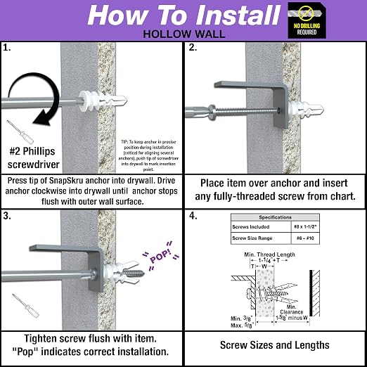 TOGGLER SnapSkru SP Drywall Anchors - Image 4