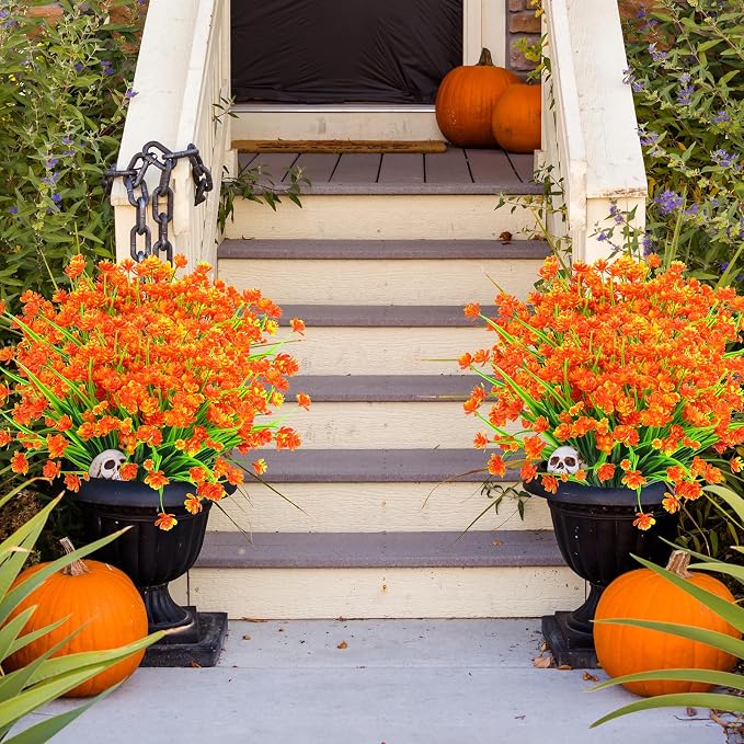 AGIRL Artificial Fall Flowers Fake Mums Outdoor, Faux Plant Porch Decor Home | - Image 7