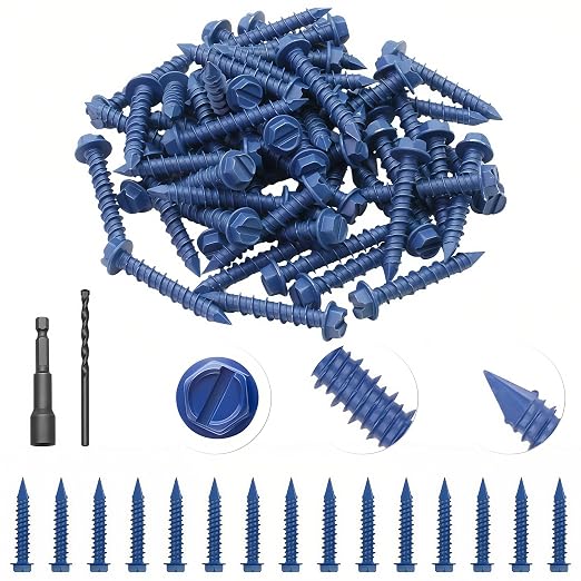 60Pcs 3/16" x 1-1/4" Concrete Screws by Unknown