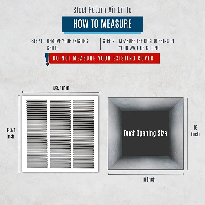 Fits 18x18 Duct Opening | Steel Return Air Grille by Handua | Vent Cover Grill - Image 2