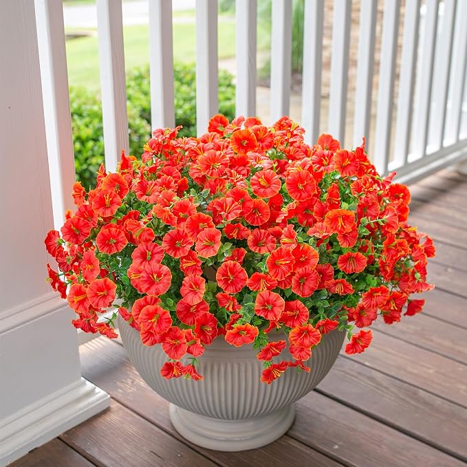 Artificial Flowers for Outdoors Fake Plants Spring Summer Decor, 12 Bundles - Image 2