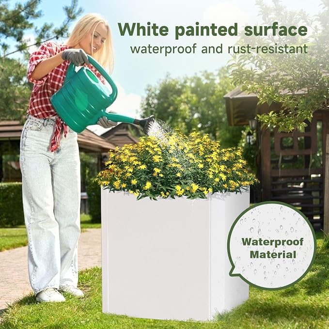 Metal Planter Box 26”L x 26"W x 26"H Large Square Steel Planter Box | Outdoor - Image 6