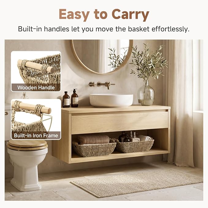 StorageWorks Seagrass Storage Baskets, Large Snack Baskets - Image 4
