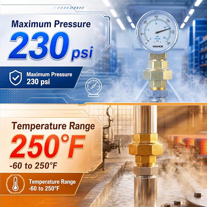 GASHER 2PCS 1-1/2" NPT Brass Union Pipe Fitting | 1-1/2 Inch Male x 1-1/2 Inch - Image 6