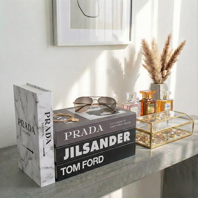 4 Pcs Decorative Books | Faux Marble Cardboard Coffee Table Decor | Minimalist - Image 7