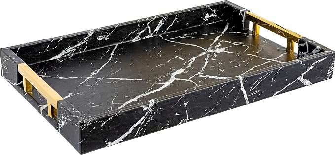 Home Redefined Modern Elegant 17.5"x12" Rectangle Black Marble Faux Leather by HomeRedefined