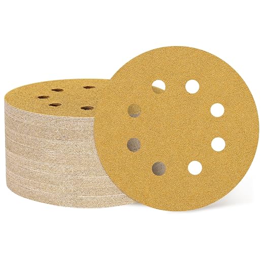 HARFINGTON 200Pcs 5Inch Sanding Discs 60Grit Yellow Aluminum Oxide 8 Hole | by HARFINGTON