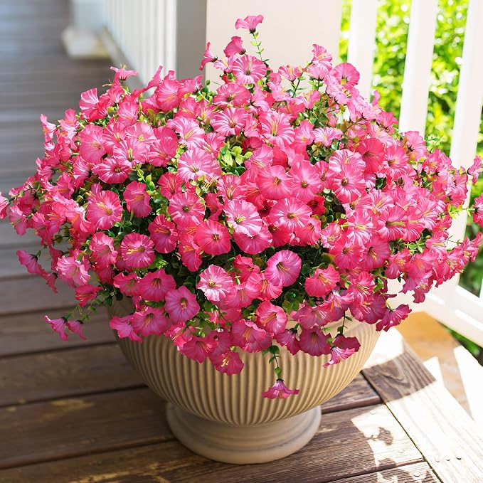 Artificial Flowers for Outdoors Fake Plants Outside Decoration, 12 Bundles Silk by HyeFloraartificialflowers