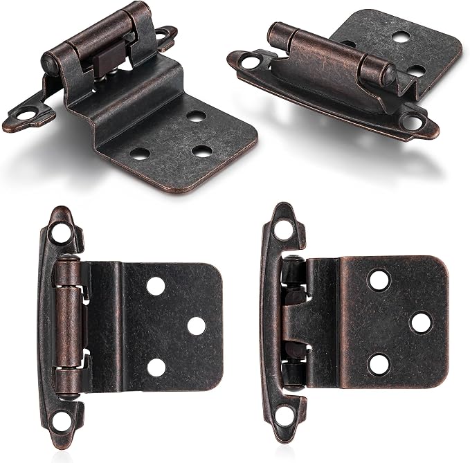 Oil Rubbed Bronze Cabinet Hinges, 3/8” Inset, 4 Pack | - Image 6