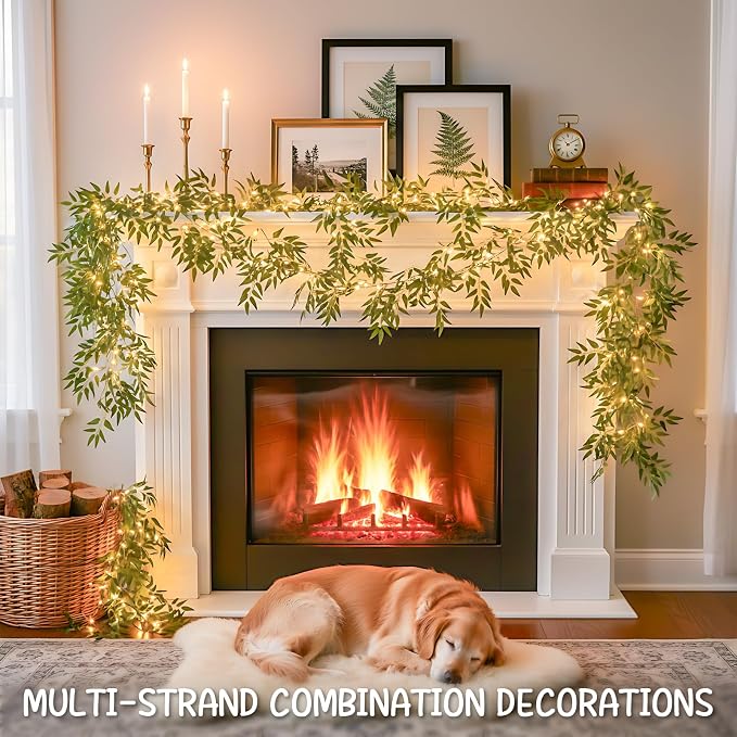 13.1FT 40LED Willow Vine with Lights Battery Powered Copper Wire | Artificial - Image 7