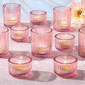 NITIME 20pcs Assorted Ribbed Pink Votive Candle Holders, Tealight Candle Holder by NITIME