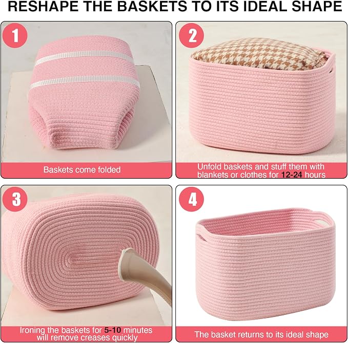 ICERZCZ Storage Baskets for Organizing Shelves, Woven Cotton Rope Baskets for - Image 7
