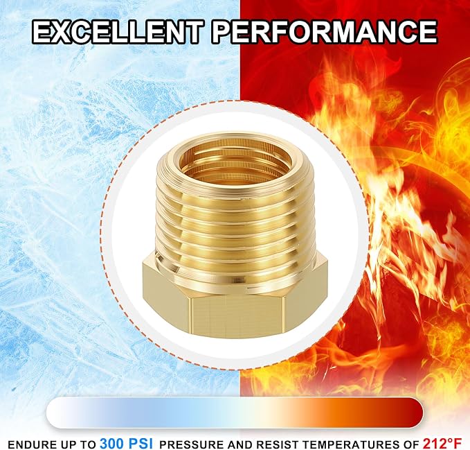 15 Pack Male to FeMale Adapters, 3/8" Male NPT x 1/4" FeMale NPT Brass Hex - Image 7