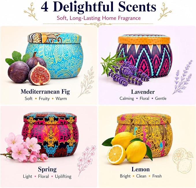 Scented Candles Gift Set for Women, 4 Pack Soy Wax Candles for Home Scented | - Image 2