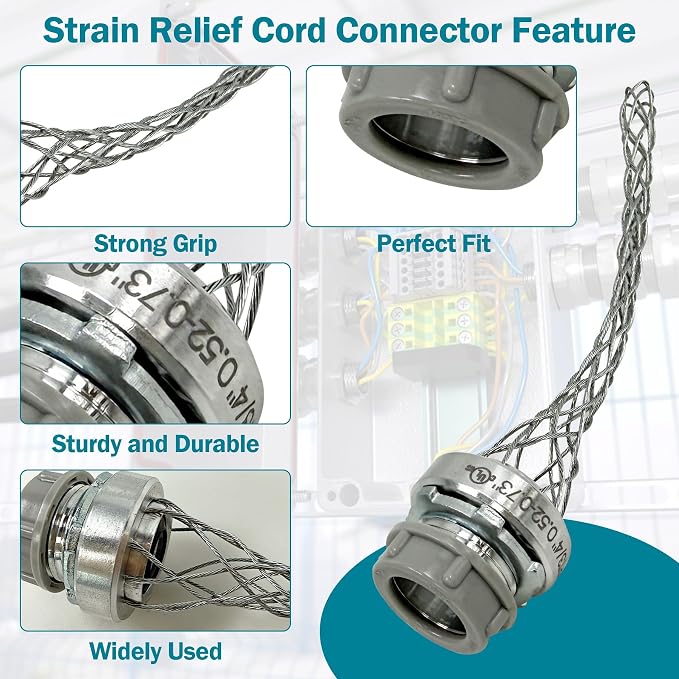Superdi L7504 Strain Relief Cord Connector, 3/4 Inch Straight Male Steel - Image 5