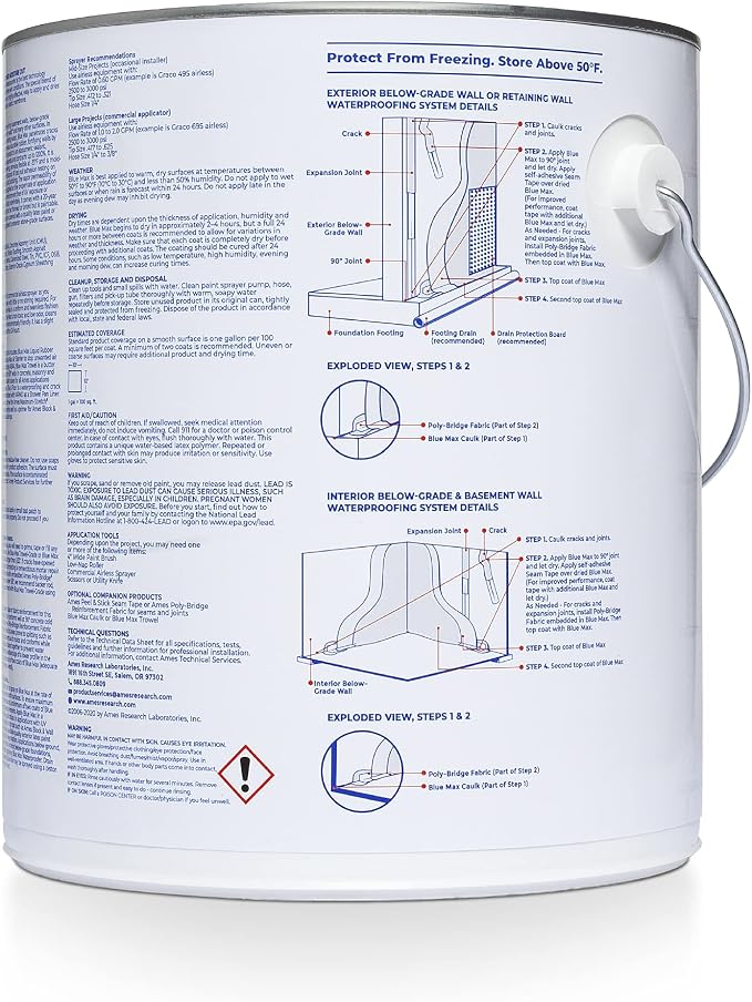 AMES Blue Max White Liquid Rubber Waterproofer, 1 Gal | Flexible liquid rubber - Image 2
