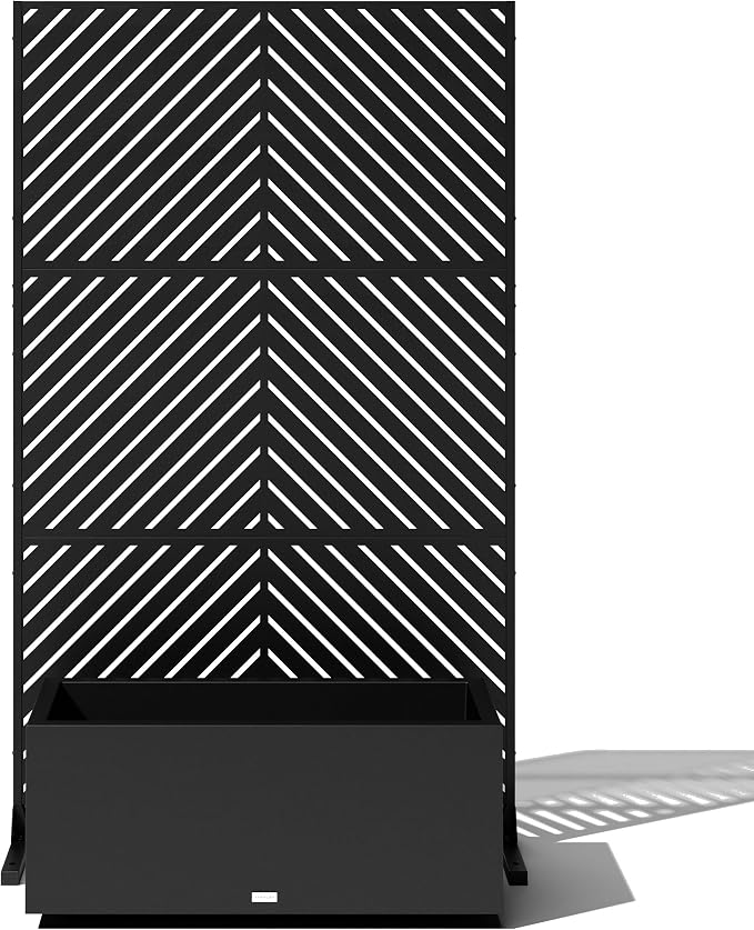 Veradek Block Series Long Box Planter + Arrow Privacy Screen Set, Balcony or by VeradekOutdoor