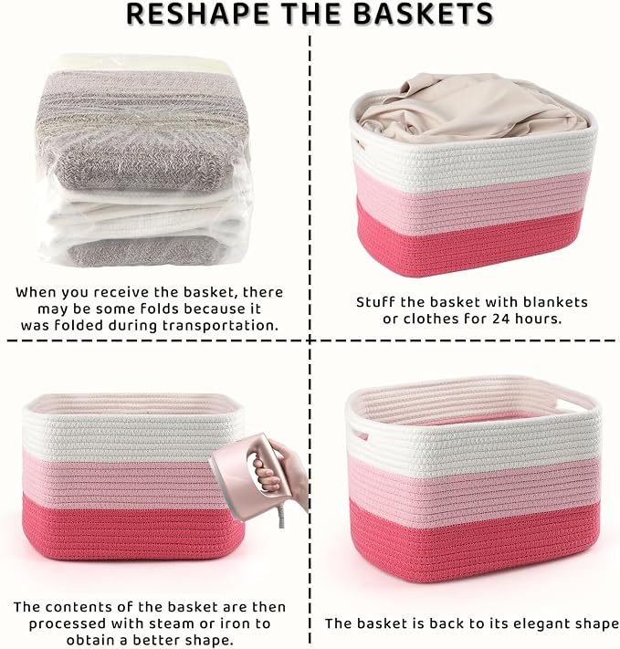 4 Pack Storage Baskets for Organizing, and Clothes, Cotton Rope Basket for - Image 7