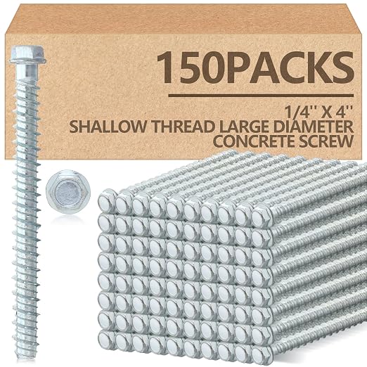 Tandefio 150 Pack 1/4 x 4 Concrete Anchors and Screw Kits Galvanized | Large by Tandefio