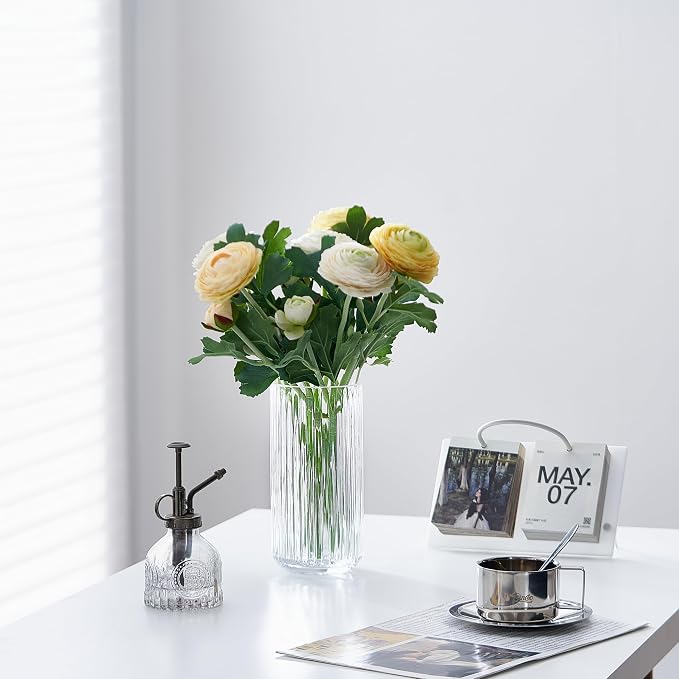 Clear Glass Flower Vase for Pampas Grass, 7.5 inch Medium Decorative - Image 2