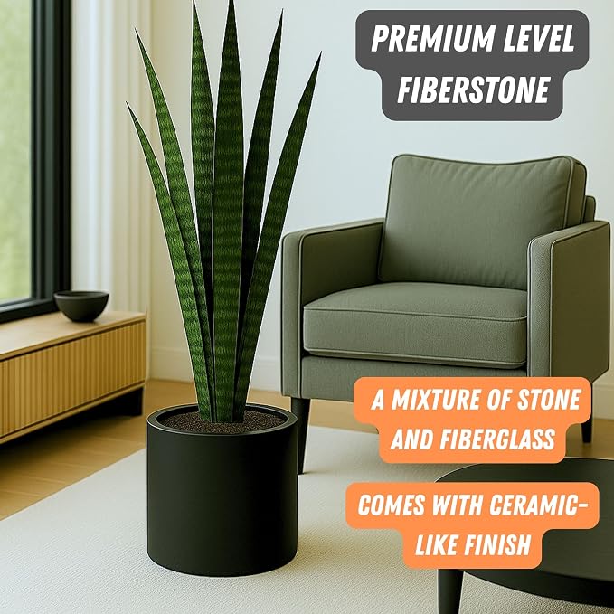 Fox & Fern Large Planter for Indoor or Outdoor, Matte Black, 12 Inch | UV & - Image 2