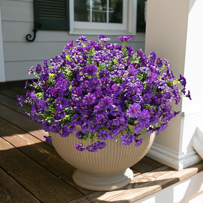 Artificial Flowers for Outdoors Fake Plants Outside Decoration, 12 Bundles Silk - Image 7