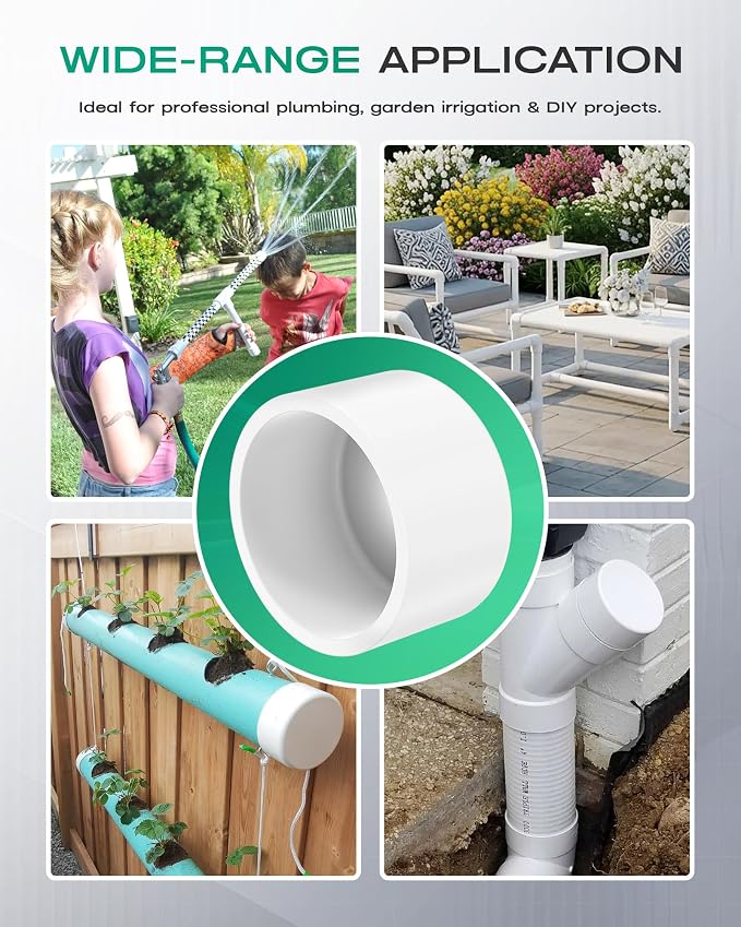 1-1/4 Inch PVC Cap, Fits Standard SCH40 1-1/4" PVC Pipe Fittings, Garden & - Image 7