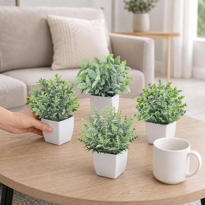 Der Rose 4 Pack 7" Mini Fake Plants, Artificial Plants - Image 3