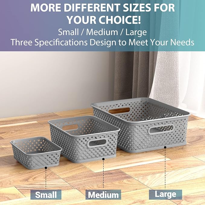 MaxGear 3 Pack Plastic Storage Baskets, Suitable - Image 7
