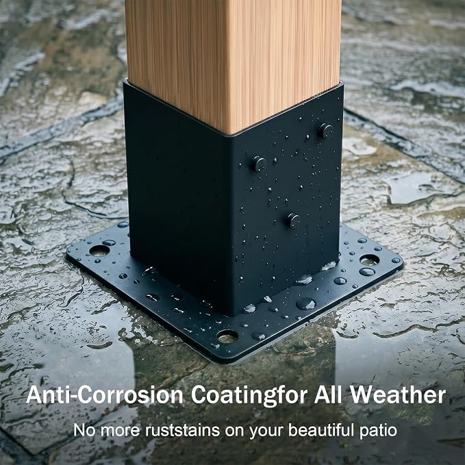 4x4 Post Base Brackets, 3.58'' x 3.58'', Heavy Duty, 2 Pack | Powder-Coated - Image 5