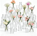 32 Pcs Clear Glass Bud Vases in Bulk, Small Vintage Bud Vase Set by YINGERHUAN