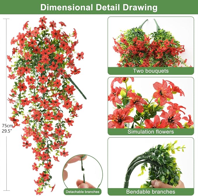 Artificial Fake Hanging Flowers Plants - Image 2