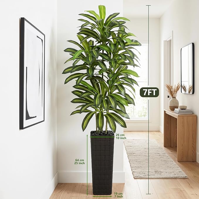 Artificial Dracaena Tree Indoor, 7FT Tall Fake Floor Plants - Image 4