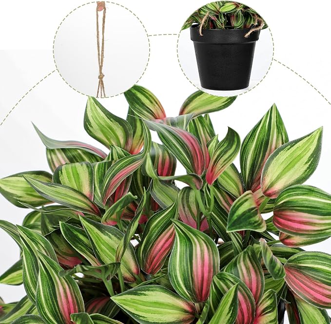 Briful Artificial Hanging Plants in Black Pot 17.7" Lifelike Trailing Faux - Image 3