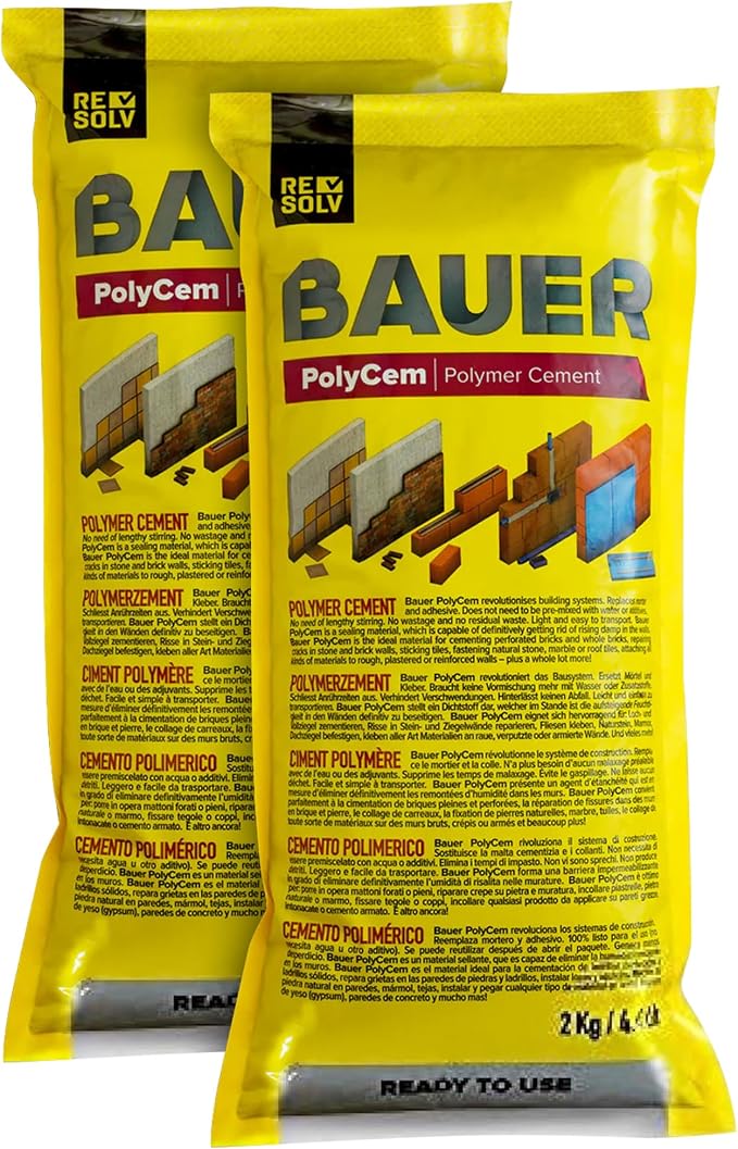 Bauer Instant Polymer Cement, Ready-to-Use, 2KG-2PK | Alternative to Mortar & by Bauer