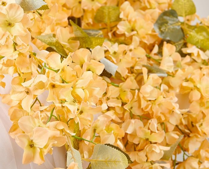 Artificial Flower Garland 2pcs 5.6ft Hydrangea Vine Decor, Champagne Flower | - Image 6