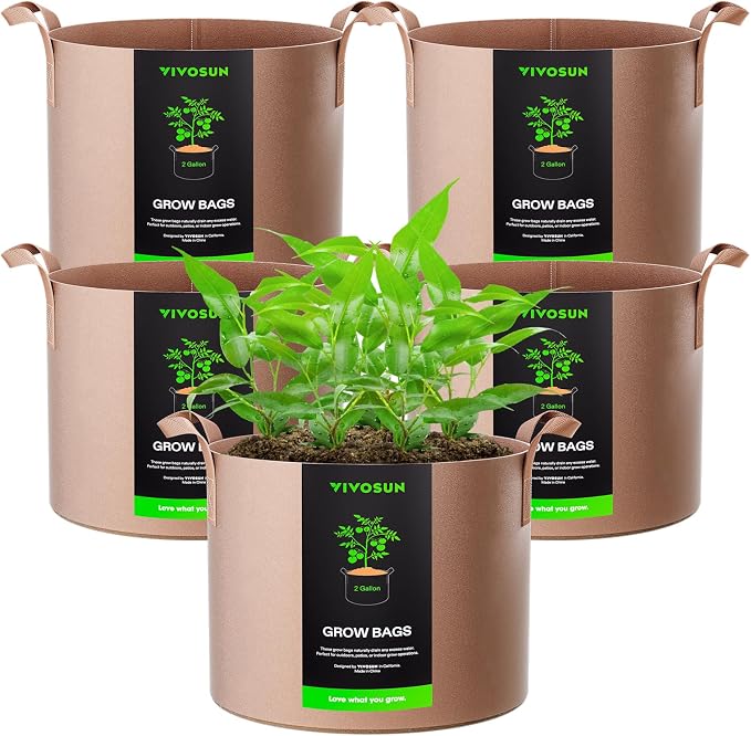 VIVOSUN 5-Pack 2 Gallon Plant Grow Bags Fabric Pots by Unknown