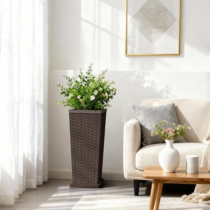 Set of 2 30 Inch Tall Plastic Planters - Image 3