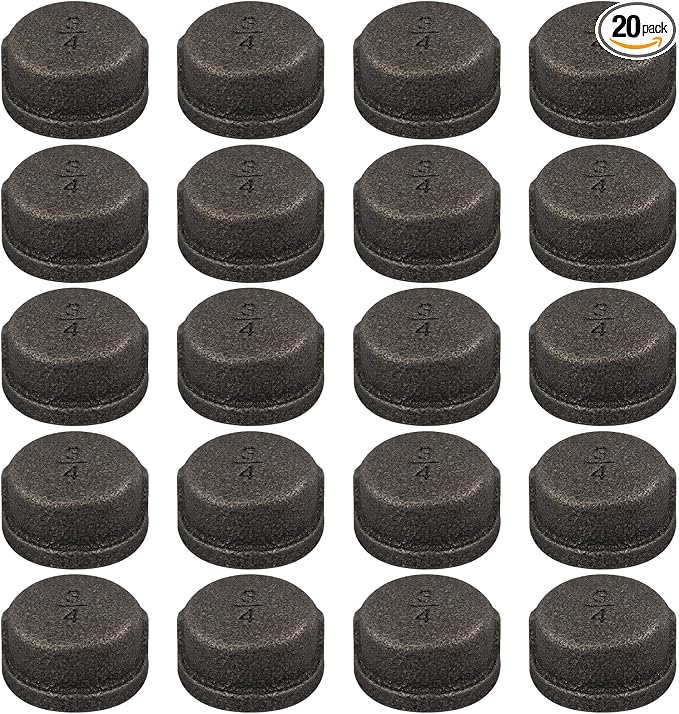 20 Pack 1/2" Malleable Cast Iron Pipe Cap, fits threaded black pipes, by NIUBIDINDUSTRIALFURNITUR