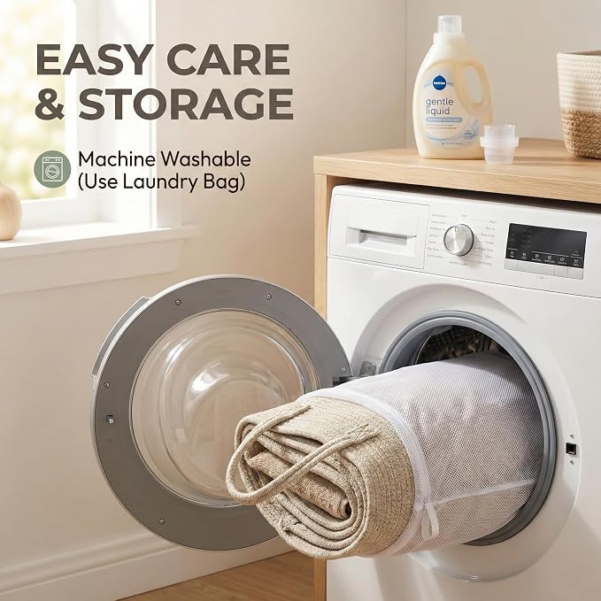 JMvicyroam 65L Extra Large Machine Washable Cotton Rope Blanket Basket | - Image 5
