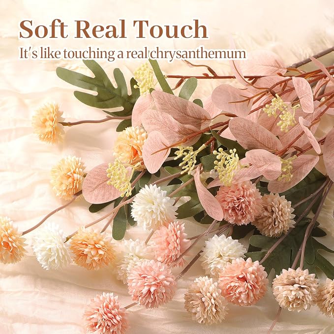 Alupssuc 16 Pcs Faux Silk Mums - Image 9