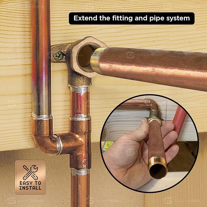 Everflow Supplies NPBR3412 12" Long Brass Nipple Pipe Fitting - Image 4