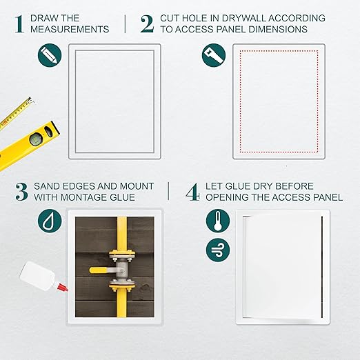 8" x 10" White ABS Plastic Plumbing Access Panel - Image 3