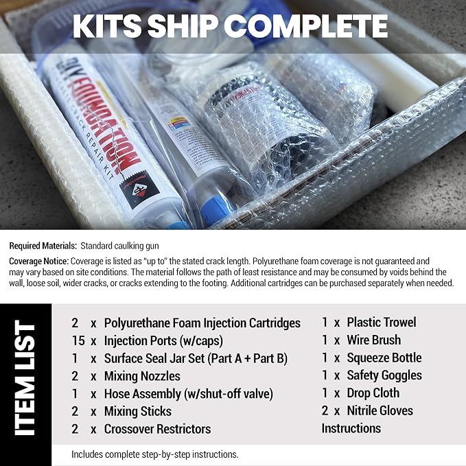 RadonSeal Complete DIY Foundation Crack Repair Kit, Urethane Sealant, 10 Ft | - Image 3