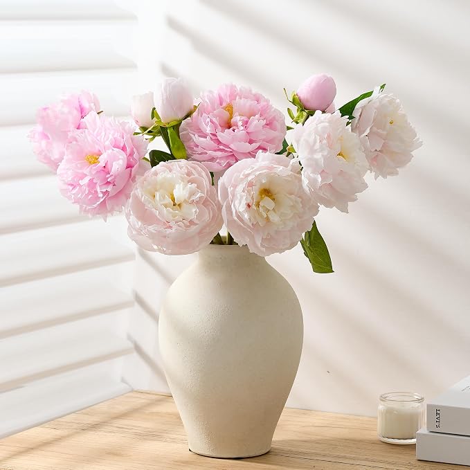 SIDUCAL Ceramic Vintage Flower Vase | 9 Inch Large Pottery Rustic Farmhouse - Image 8