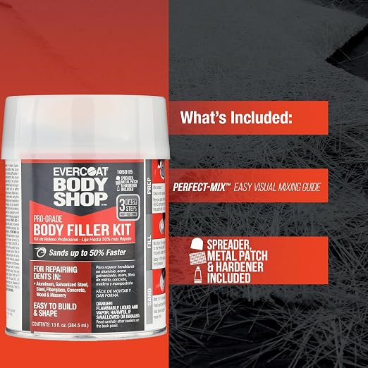 105015 Pro-Grade Body Filler Kit, Fiberglass & More, Easy Mix Hardener Included - Image 7