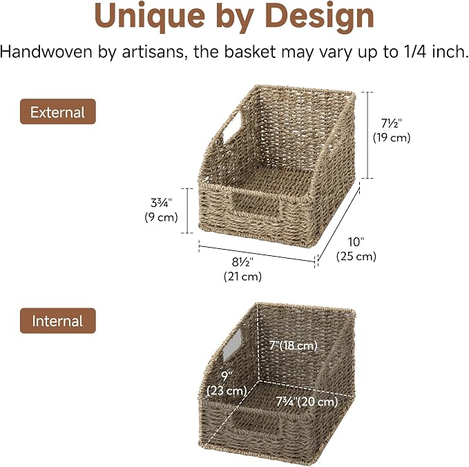 StorageWorks Seagrass Storage Baskets, Pantry Baskets, Pantry Organizers and - Image 2